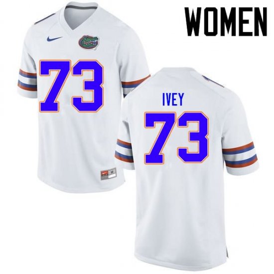 Women's Florida Gators #73 Martez Ivey NCAA Nike White Authentic Stitched College Football Jersey HZH4462TI